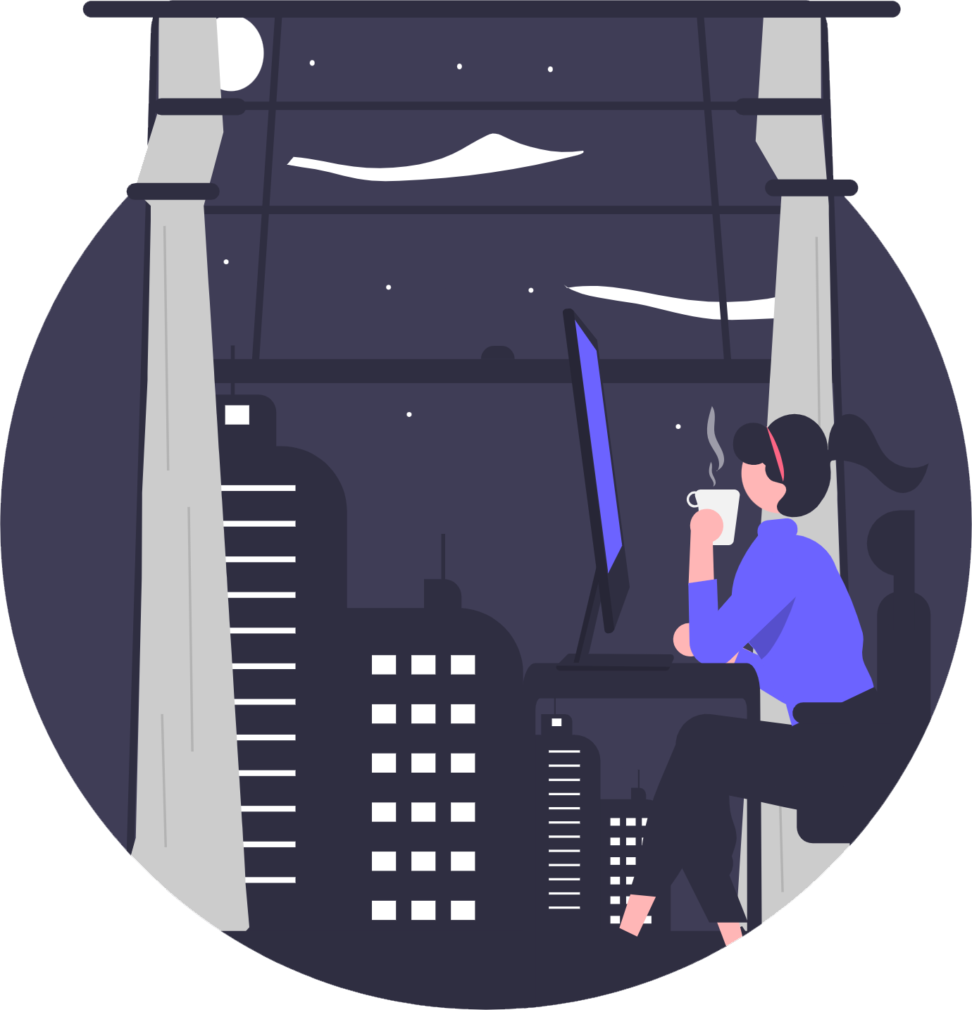 Illustration of working late by unDraw